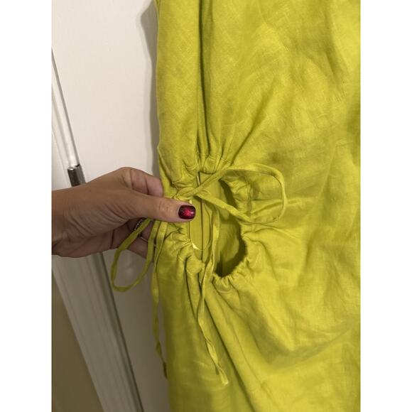 Magaschoni Linen Maxi Dress, Chartreuse, Women's Size 4, NWT - Picture 2 of 6